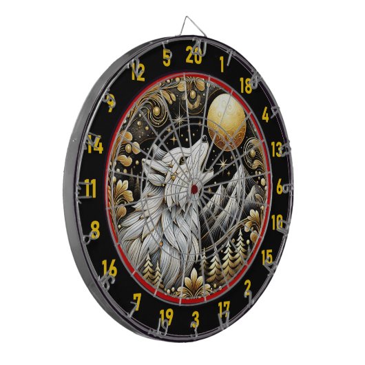 Lone White Wolf belichaamt wilde geest Dartbord (Voorkant Links)