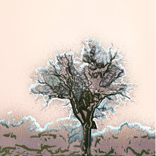 LONE WINTER TREE FOTO AFDRUK