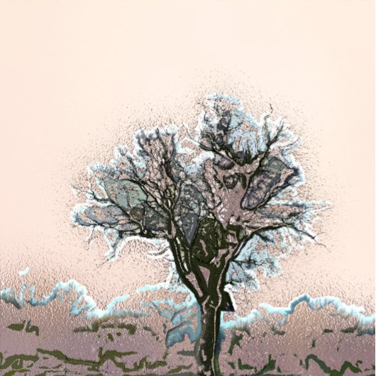 LONE WINTER TREE FOTO AFDRUK