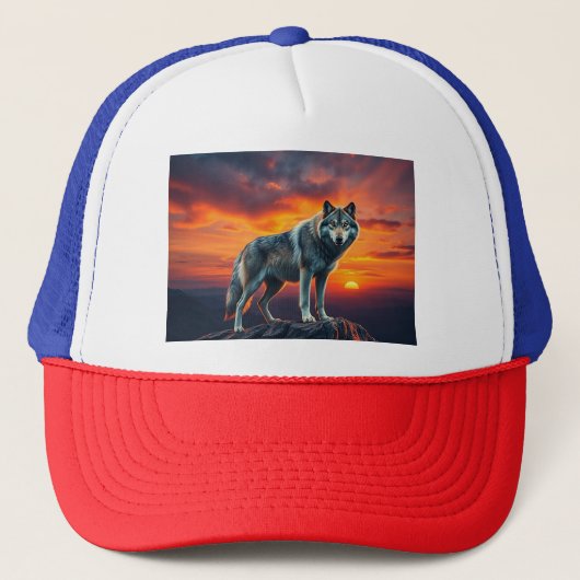 Lone Wolf at Sunset Trucker Pet (Voorkant)
