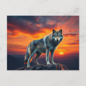Lone Wolf at Sunset Uitnodiging Briefkaart (Voorkant)