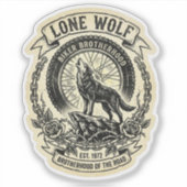 Lone Wolf Biker Brotherhood Vintage Sticker (Voorkant)
