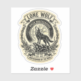 Lone Wolf Biker Brotherhood Vintage Sticker