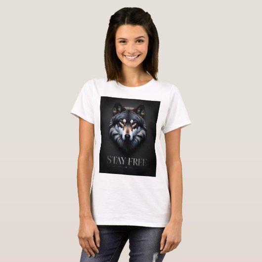 Lone Wolf Design - Blijf gratis T-shirt (Voorkant volledig)