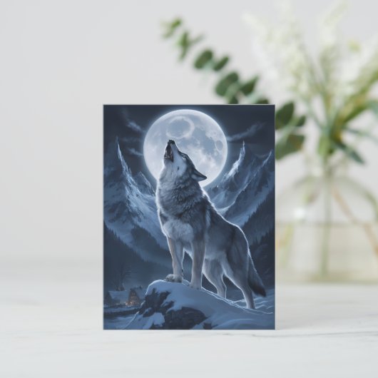 Lone Wolf domineert Snowy Summit Briefkaart (Staand voorkant)