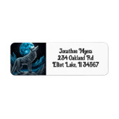 Lone Wolf en Full Moon Zwart en Blauw Etiket (Voorkant)