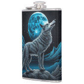 Lone Wolf en Full Moon Zwart en Blauw Heupfles (Links)