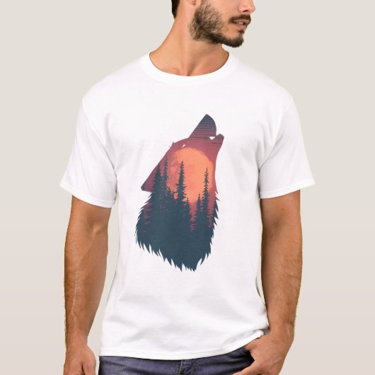 Lone Wolf Forest Sunset Grafische T-Shirt | Wilder (Voorkant)