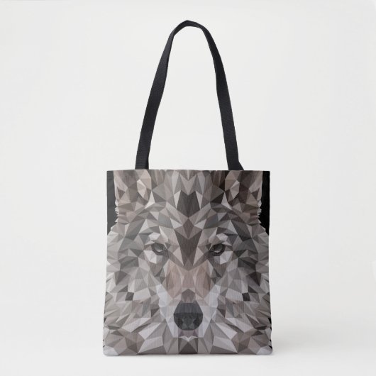 Lone Wolf Geometric Portrait Canvas tas (Voorkant)