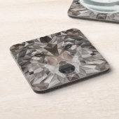 Lone Wolf geometrisch portret Bier Onderzetter (Linkerzijde)