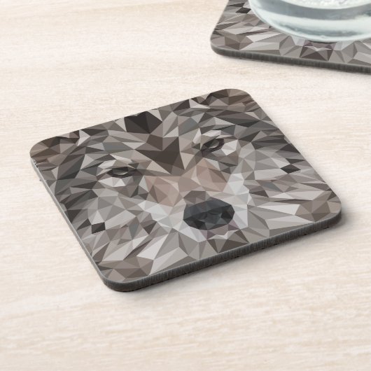 Lone Wolf geometrisch portret Bier Onderzetter (Linkerzijde)