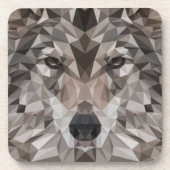 Lone Wolf geometrisch portret Bier Onderzetter (Voorkant)