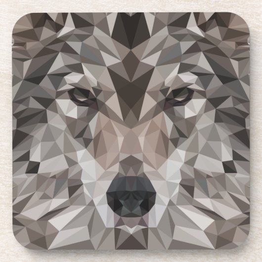 Lone Wolf geometrisch portret Bier Onderzetter (Voorkant)