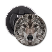 Lone Wolf geometrisch portret Button Flesopener (Voorkant)
