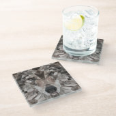 Lone Wolf geometrisch portret Glazen Onderzetter (Schuin)