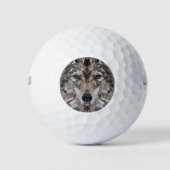 Lone Wolf geometrisch portret Golfballen (Voorkant)