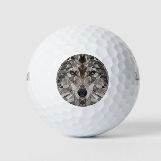 Lone Wolf geometrisch portret Golfballen (Voorkant)