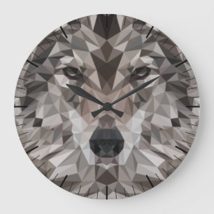 Lone Wolf geometrisch portret Grote Klok