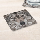 Lone Wolf geometrisch portret Kartonnen Onderzetters (Schuin)