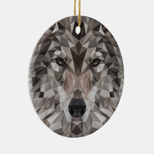 Lone Wolf geometrisch portret Keramisch Ornament (Rechts)