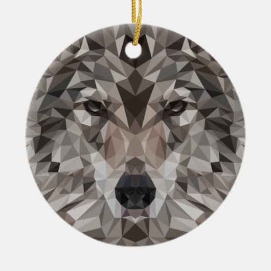 Lone Wolf geometrisch portret Keramisch Ornament (Voorkant)