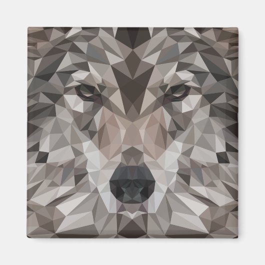 Lone Wolf geometrisch portret Magneet (Voorkant)