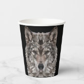 Lone Wolf geometrisch portret Papieren Bekers (Voorkant)