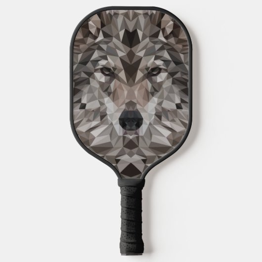Lone Wolf geometrisch portret Pickleball Paddle (Voorkant)