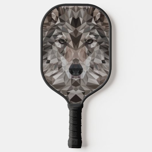 Lone Wolf geometrisch portret Pickleball Paddle (Achterkant)