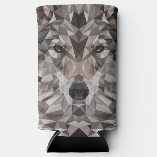 Lone Wolf geometrisch portret Seltzer Blikjeskoeler (Voorkant)