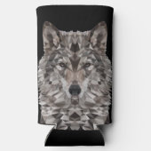 Lone Wolf geometrisch portret Seltzer Blikjeskoeler (Achterkant)