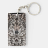 Lone Wolf geometrisch portret Sleutelhanger (achterkant)