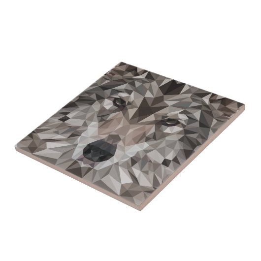 Lone Wolf geometrisch portret Tegeltje (Zijkant)