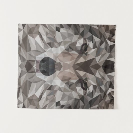 Lone Wolf geometrisch portret Wandkleed (Voorkant (horizontaal))