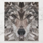 Lone Wolf geometrisch portret Wijn Etiket (Enkel label)