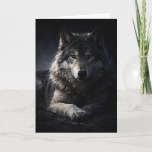Lone Wolf Groet – Blanco Binnenkant Wildlife Kaart (Voorkant)