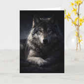 Lone Wolf Groet – Blanco Binnenkant Wildlife Kaart (Gele Bloem)
