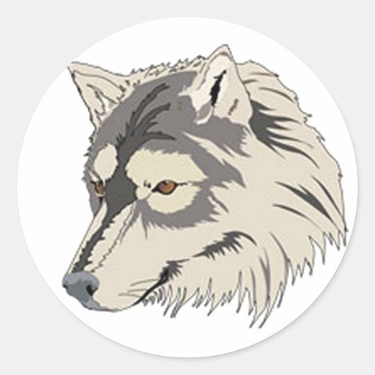 Lone Wolf Head Ronde Sticker (Voorkant)