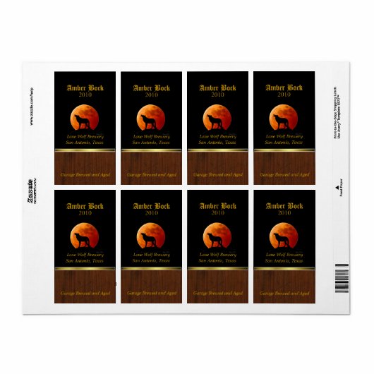 Lone Wolf Home Made Bierlabels Etiket (Full Sheet)