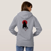 Lone Wolf Hoodie in grijs en rood (Achterkant volledig)