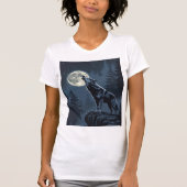 Lone Wolf Howling at the Moon Night Forest Art T-shirt (Voorkant)
