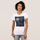 Lone Wolf Howling at the Moon Night Forest Art T-shirt (Voorkant volledig)