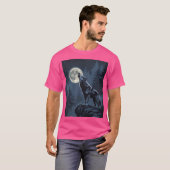 Lone Wolf Howling at the Moon Night Forest Art T-shirt (Voorkant volledig)