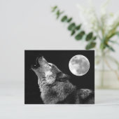 Lone Wolf Howling bij Moon Kaart (Staand voorkant)