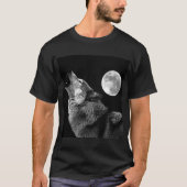 Lone Wolf Howling bij Moon T-shirt (Voorkant)