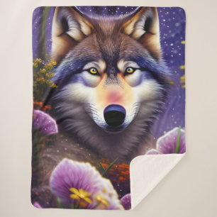 Lone Wolf in de nacht Sherpa Deken