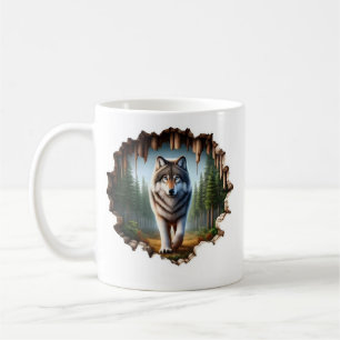 Lone Wolf in het wild - 3D Forest Breakthrough Art Koffiemok