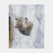 Lone Wolf in Snow Fleece Deken (Voorkant)