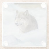 Lone Wolf in Snow Glazen Onderzetter (Achterkant)