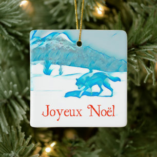 Lone Wolf in Winter - Joyeux Noël Keramisch Ornament